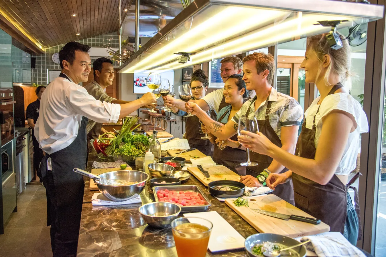 Chef Tammasak with guests